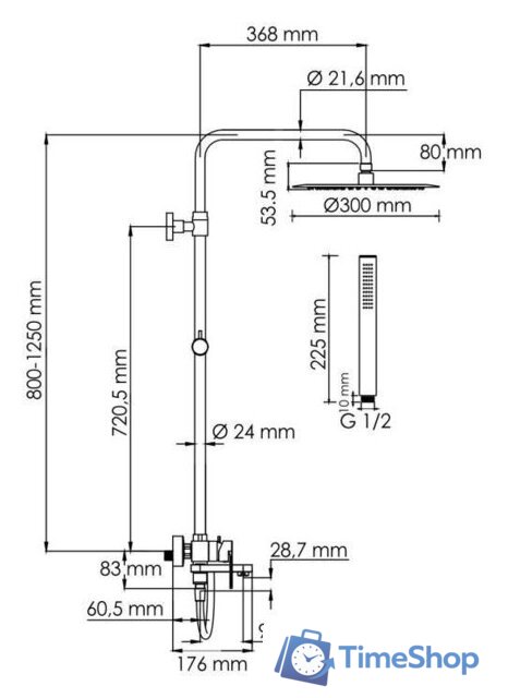 Душевая система  Wasserkraft A174.160.217.CB - Изображение №3 — Интернет-магазин Time-Shop