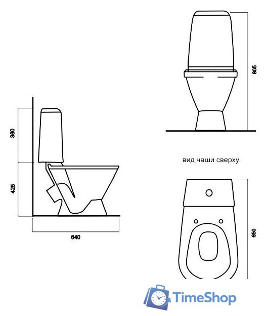 Унитаз напольный Sanita Кама Стандарт KMASACC01090211 - Изображение №2 — Интернет-магазин Time-Shop