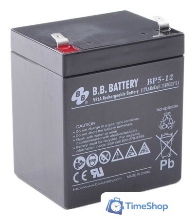 Аккумулятор для ИБП B.B. Battery BP5-12 (12В/5 А·ч) - Изображение №1 — Интернет-магазин Time-Shop