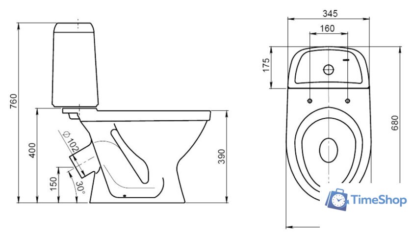 Унитаз напольный Santeri Прайм Стандарт [1.P205.4.S00.00B.F] - Изображение №2 — Интернет-магазин Time-Shop