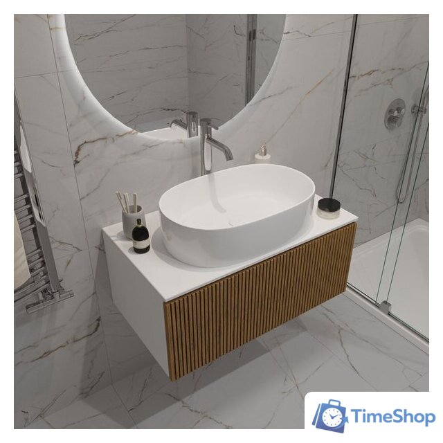  ЗОВ Тумба под умывальник Кито 80 K80LW0MRMC-KP13W (белый/тростник) - Изображение №6 — Интернет-магазин Time-Shop