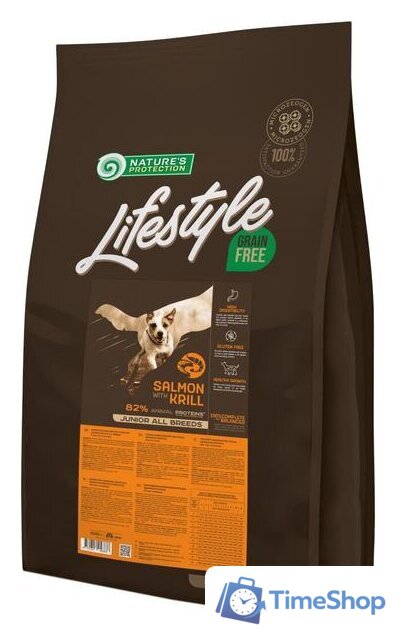 Сухой корм для собак Nature's Protection Lifestyle Grain Free Junior Salmon with krill 10 кг - Изображение №1 — Интернет-магазин Time-Shop