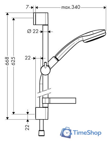 Душевой гарнитур  Hansgrohe Croma 100 (27717000) - Изображение №2 — Интернет-магазин Time-Shop