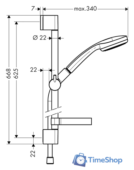 Душевой гарнитур  Hansgrohe Croma 100 (27717000) - Изображение №2 — Интернет-магазин Time-Shop