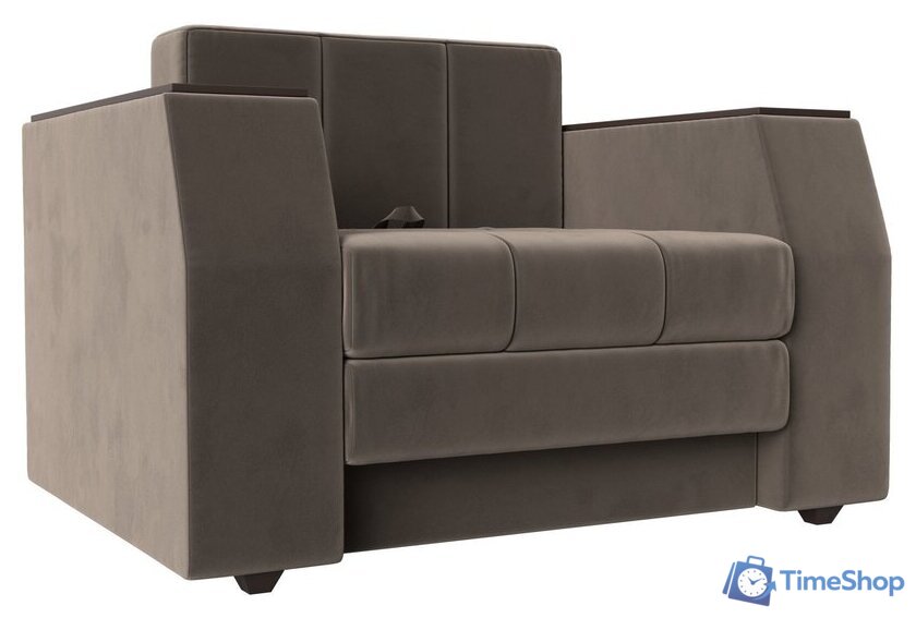 Кресло-кровать Лига диванов Атлантида 113839 (велюр коричневый) - Изображение №1 — Интернет-магазин Time-Shop