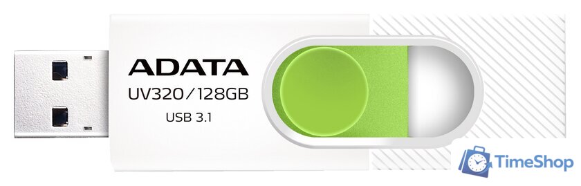 USB Flash ADATA UV320 128GB (белый/зеленый) - Изображение №1 — Интернет-магазин Time-Shop