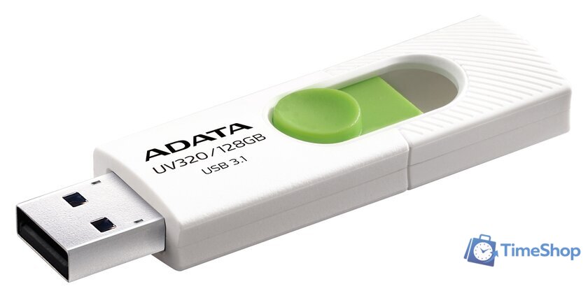 USB Flash ADATA UV320 128GB (белый/зеленый) - Изображение №2 — Интернет-магазин Time-Shop