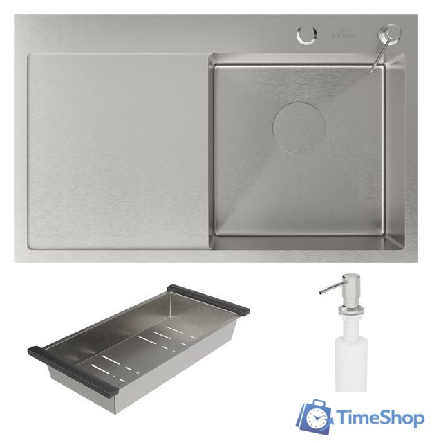 Кухонная мойка Roxen Vespa 560230-70R сатин (с коландером и дозатором) - Изображение №9 — Интернет-магазин Time-Shop