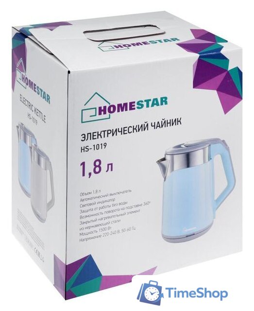 Электрический чайник HomeStar HS-1019 (стальной/розовый) - Изображение №9 — Интернет-магазин Time-Shop
