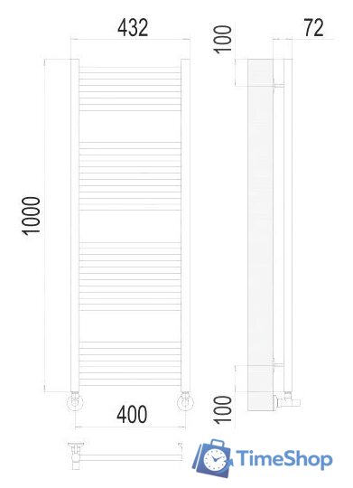 Полотенцесушитель TERMINUS Аврора П20 500x1000 нп (хром) - Изображение №3 — Интернет-магазин Time-Shop