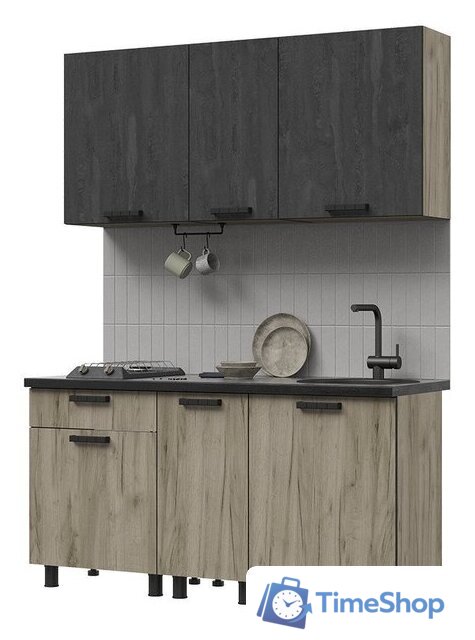 Готовая кухня Стендмебель Эдинбург 1.6 (железный камень/дуб крафт серый) - Изображение №1 — Интернет-магазин Time-Shop