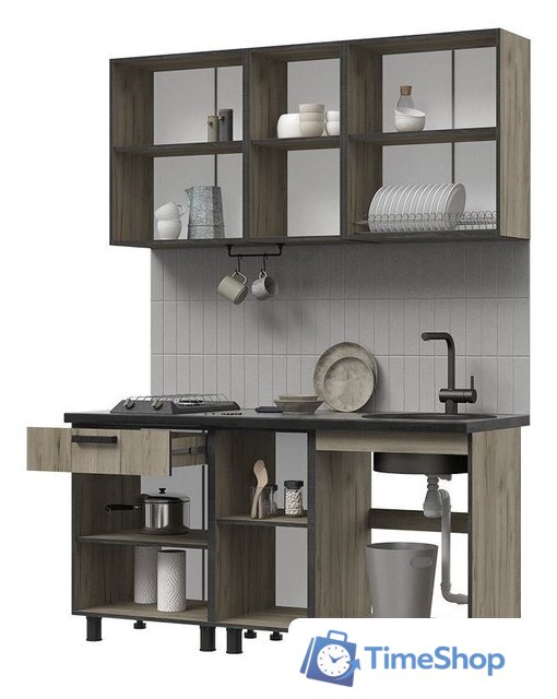 Готовая кухня Стендмебель Эдинбург 1.6 (железный камень/дуб крафт серый) - Изображение №2 — Интернет-магазин Time-Shop