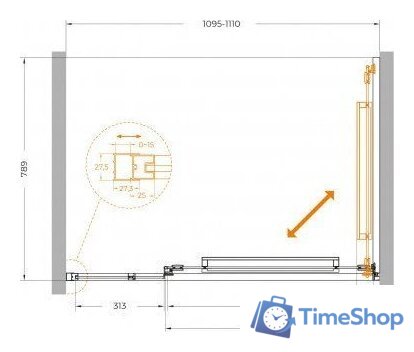 Душевая дверь Cezares LUX-B-FS-11-110-C-GM - Изображение №7 — Интернет-магазин Time-Shop
