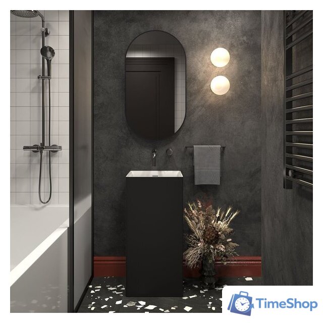 Умывальник Wellsee Pure BY Wellsee 230713000 (отдельностоящий, без отверстия под смеситель, матовый черный/глянцевый белый) - Изображение №7 — Интернет-магазин Time-Shop