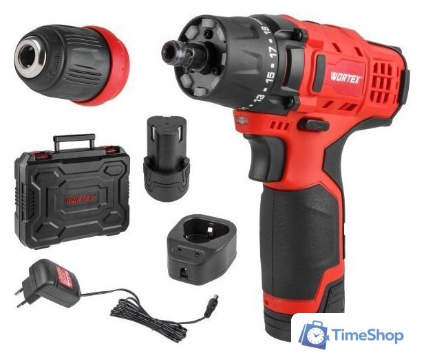 Дрель-шуруповерт Wortex LX BD 1215 Li Set 1326470 (с 2-мя АКБ, кейс) - Изображение №1 — Интернет-магазин Time-Shop