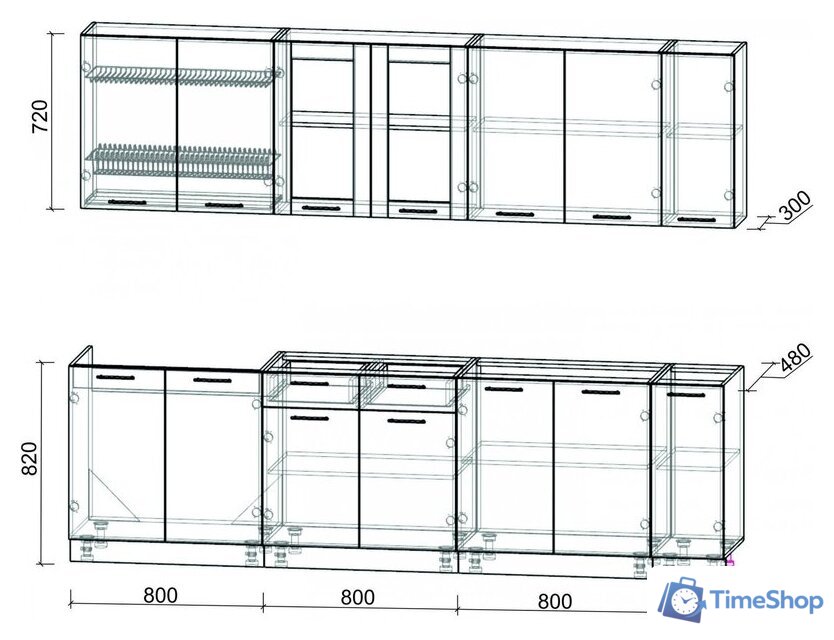 Готовая кухня Интерлиния Мила 27 без столешницы (серебристый/бетон) - Изображение №2 — Интернет-магазин Time-Shop