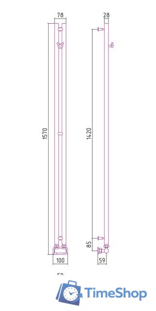 Полотенцесушитель Сунержа Нюанс EU50+ 1545х50 00-0212-1545 - Изображение №3 — Интернет-магазин Time-Shop