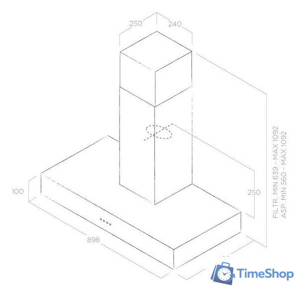 Кухонная вытяжка Elica Spot Urban Cast Iron/A/90 - Изображение №3 — Интернет-магазин Time-Shop