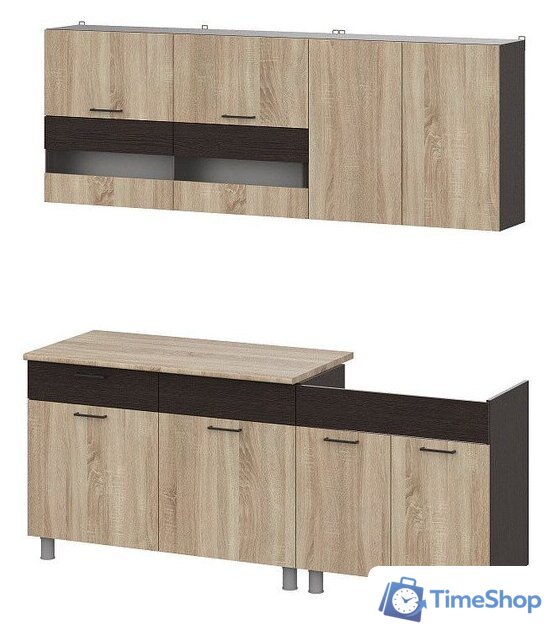 Готовая кухня Mio Tesoro Босфор 2.0 (дуб венге/дуб сонома) - Изображение №1 — Интернет-магазин Time-Shop