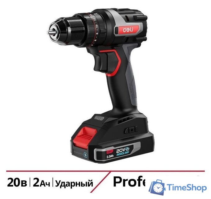 Ударная дрель-шуруповерт Deli DE-CZ20-2D2 (с 2-мя АКБ, сумка) - Изображение №1 — Интернет-магазин Time-Shop