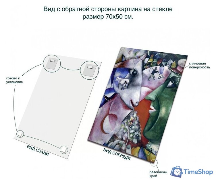 Картина Stamprint Я и деревня М. Шагал PT009 (70x50) - Изображение №4 — Интернет-магазин Time-Shop