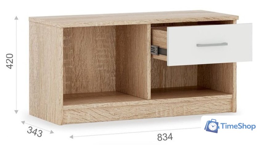 Тумба Империал Стелс 1д1ящ (дуб сонома-белый) - Изображение №3 — Интернет-магазин Time-Shop