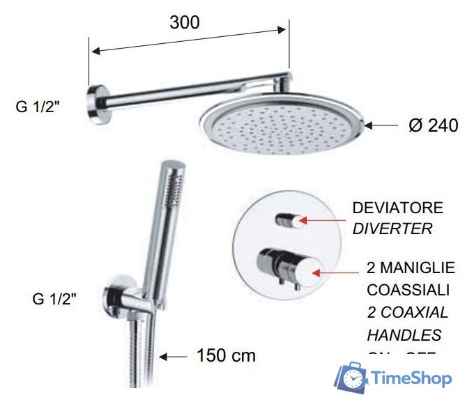 Душевая система  Remer Minimal Thermo NT 09 S02 - Изображение №2 — Интернет-магазин Time-Shop