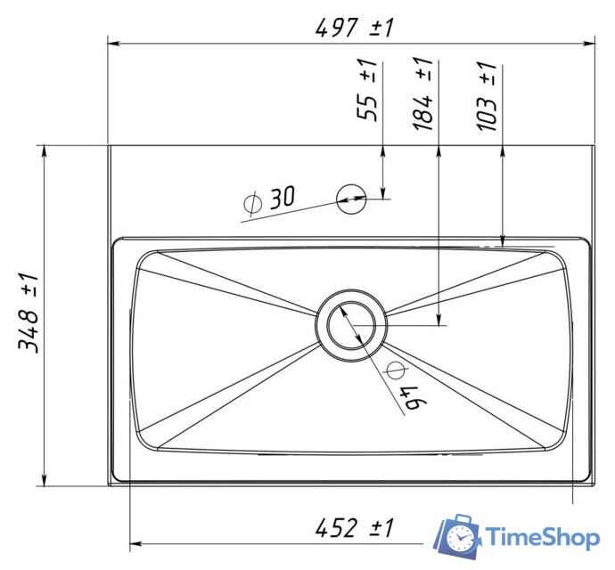 Умывальник Belux Порто ПО 500 - Изображение №2 — Интернет-магазин Time-Shop