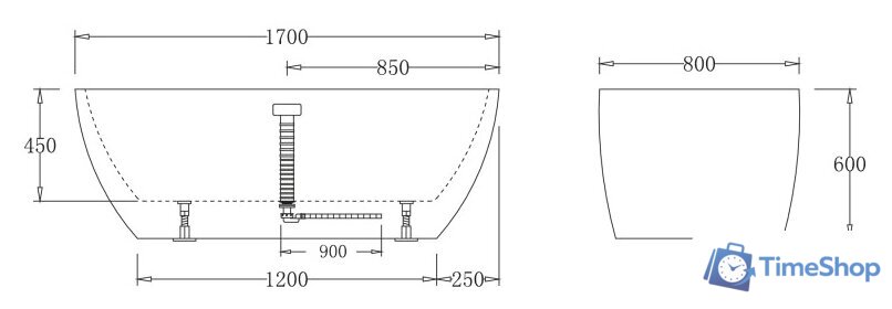 Ванна BelBagno BB70 170x80 - Изображение №2 — Интернет-магазин Time-Shop