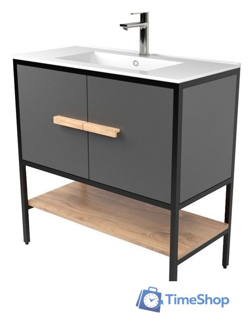 Дабер Тумба под умывальник 010 WeltWasser Deilbach 7517-80 Т10.8W.2.4 (черный/серый/дуб канзас коричневый) - Изображение №1 — Интернет-магазин Time-Shop