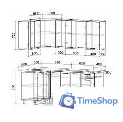 Готовая кухня Интерлиния Мила Лайт 1.2x1.9 (белый платинум/белый платинум/дуб бунратти) - Изображение №4 — Интернет-магазин Time-Shop