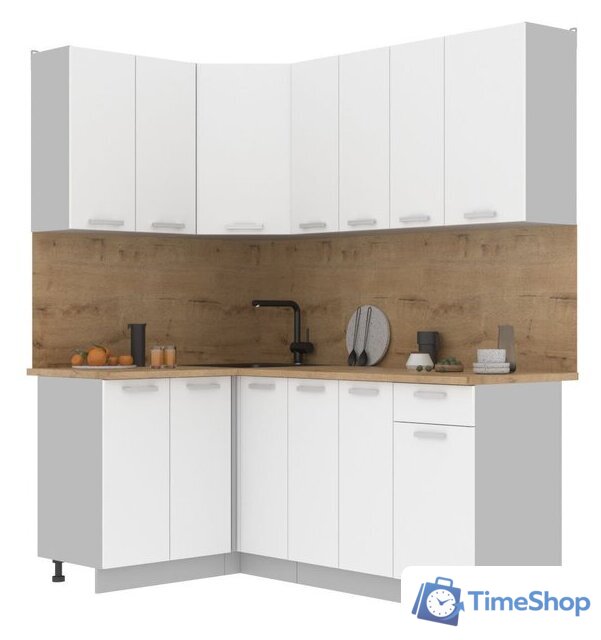 Готовая кухня Интерлиния Мила Лайт 1.2x1.9 (белый платинум/белый платинум/дуб бунратти) - Изображение №1 — Интернет-магазин Time-Shop