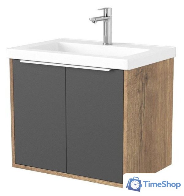  Дабер Тумба под умывальник 018 Тобага/Эридан/Артвин 60 Т18.6Т.0.22Б (дуб галифакс/серый/ручка белая) - Изображение №1 — Интернет-магазин Time-Shop