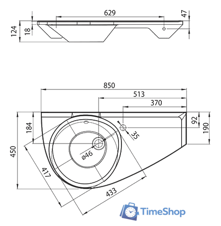 Умывальник Ravak Avocado левый 85x45 [XJ1L1100000] - Изображение №3 — Интернет-магазин Time-Shop
