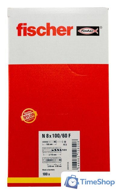 Дюбель-гвоздь Fischer N 8 x 100/60 F 513703 (100 шт) - Изображение №3 — Интернет-магазин Time-Shop