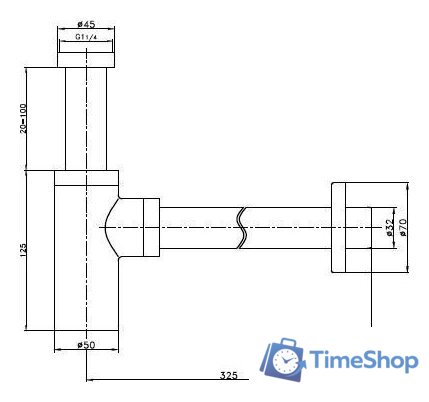 Сифон Lauter 21635B (черный матовый) - Изображение №2 — Интернет-магазин Time-Shop