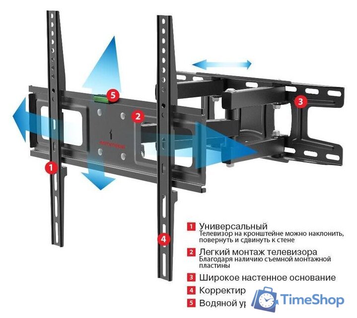 Кронштейн для телевизора Arm Media LCD-417 (черный) - Изображение №2 — Интернет-магазин Time-Shop