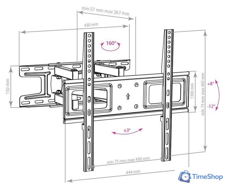Кронштейн для телевизора Arm Media LCD-417 (черный) - Изображение №4 — Интернет-магазин Time-Shop
