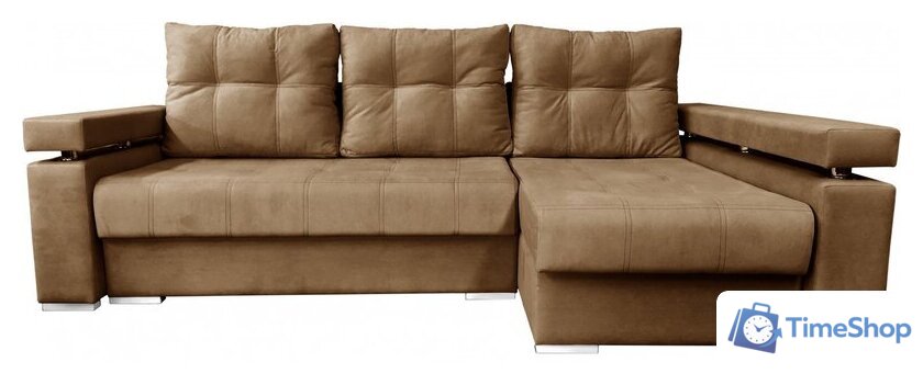 Угловой диван Bobrovmebel Мадрид правый (микровелюр симпл 45 коричневый) - Изображение №1 — Интернет-магазин Time-Shop