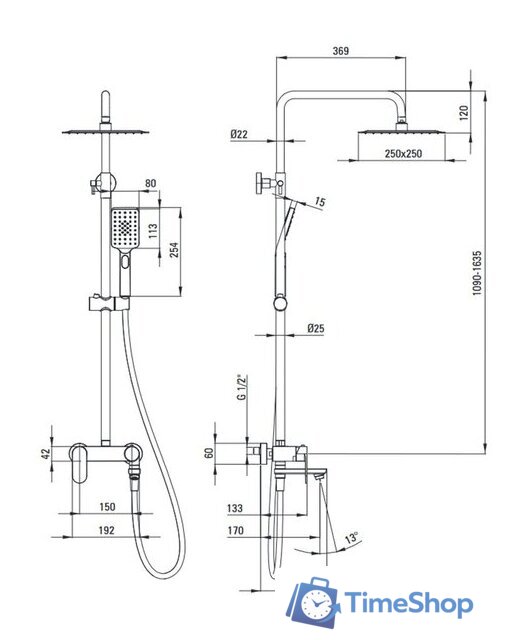 Душевая система  Deante Alpinia NAC N1AM - Изображение №3 — Интернет-магазин Time-Shop