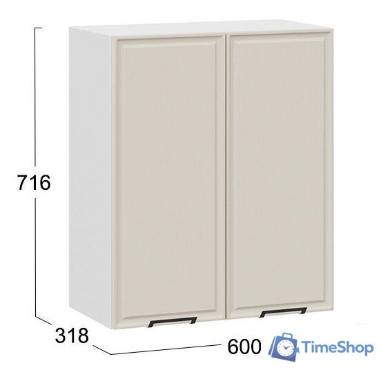 Шкаф навесной Трия Белладжио 1В6 (белый/софт панакота) - Изображение №3 — Интернет-магазин Time-Shop