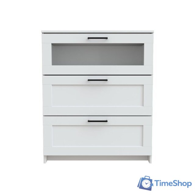 Комод Mio Tesoro Нави 3 ящика 2.15.02.020.1 (белый, со стеклом) - Изображение №2 — Интернет-магазин Time-Shop