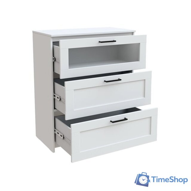 Комод Mio Tesoro Нави 3 ящика 2.15.02.020.1 (белый, со стеклом) - Изображение №3 — Интернет-магазин Time-Shop