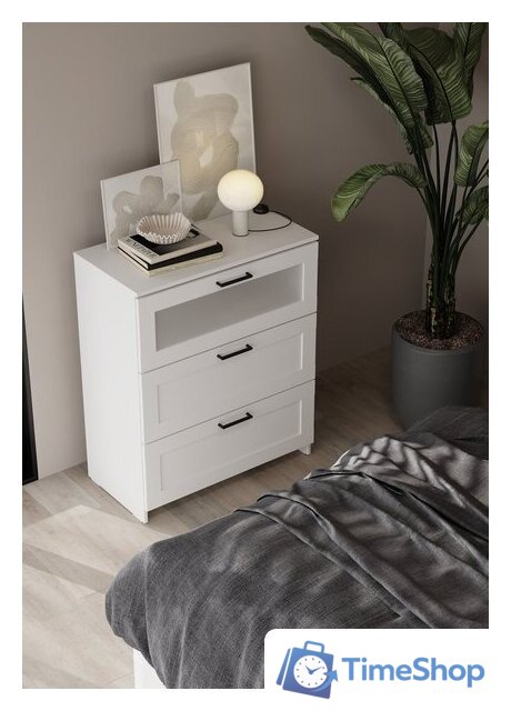 Комод Mio Tesoro Нави 3 ящика 2.15.02.020.1 (белый, со стеклом) - Изображение №4 — Интернет-магазин Time-Shop