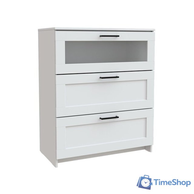 Комод Mio Tesoro Нави 3 ящика 2.15.02.020.1 (белый, со стеклом) - Изображение №1 — Интернет-магазин Time-Shop