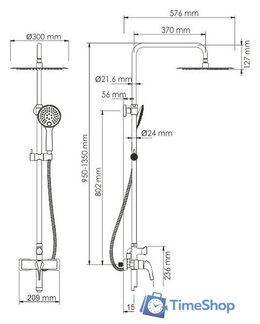 Душевая система  Wasserkraft A17101 - Изображение №13 — Интернет-магазин Time-Shop