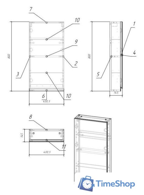  Cersanit Шкаф с зеркалом Moduo 40 LS-MOD40/WH - Изображение №2 — Интернет-магазин Time-Shop