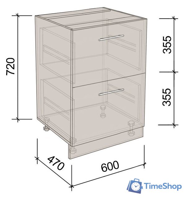 Шкаф напольный Артём-Мебель 600мм СН-114.16-Ш (ДСП бетон спаркс) - Изображение №4 — Интернет-магазин Time-Shop