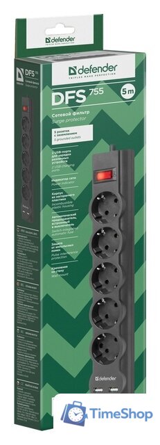 Сетевой фильтр Defender DFS 755 - Изображение №4 — Интернет-магазин Time-Shop