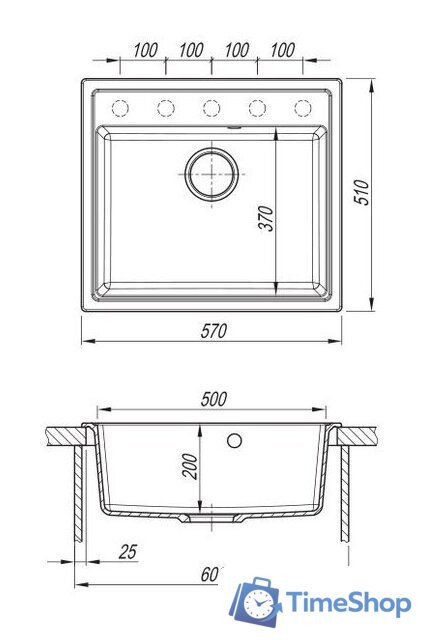 Кухонная мойка Dr. Gans Ника 570 (белый) - Изображение №2 — Интернет-магазин Time-Shop